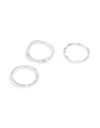 Elegant waterproof stainless steel organic rings 3-pack featuring statement design in silver front view - link has visual effect only