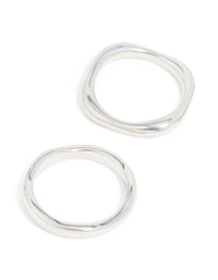 Designed with waterproof stainless steel organic rings 3-pack in statement silver close up view - link has visual effect only