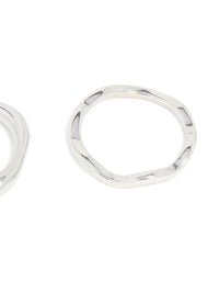 Featuring waterproof stainless steel organic rings 3-pack with statement design in silver side detail view - link has visual effect only