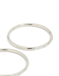 Waterproof Stainless Steel Thin Cubic Zirconia Trio Rings 3-Pack - link has visual effect only