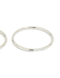 Waterproof Stainless Steel Thin Cubic Zirconia Trio Rings 3-Pack - link has visual effect only