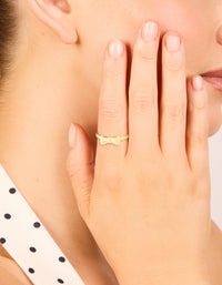 Waterproof Gold Plated Stainless Steel Bow Ring - link has visual effect only