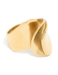 Waterproof Gold Plated Stainless Steel Layered Petal Wrap Ring - link has visual effect only