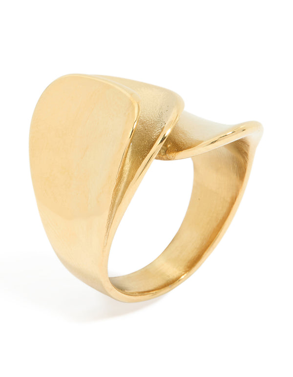 Waterproof Gold Plated Stainless Steel Layered Petal Wrap Ring
