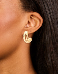 Waterproof Gold Plated Stainless Steel Layered Hoop Earrings - link has visual effect only