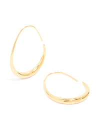 Waterproof Gold Plated Stainless Steel Oval Hoop Earrings - link has visual effect only