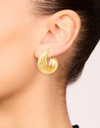Waterproof Gold Plated Stainless Steel 4-Row Twisted Hoop Earrings - link has visual effect only