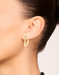Waterproof Gold Plated Stainless Steel Twisted Hoop Earrings - link has visual effect only
