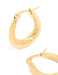 Waterproof Gold Plated Stainless Steel Twisted Hoop Earrings - link has visual effect only