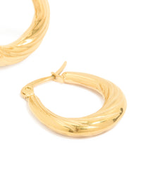 Waterproof Gold Plated Stainless Steel Twisted Hoop Earrings - link has visual effect only