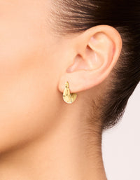 Waterproof Gold Plated Stainless Steel Organic Teardrop Hoop Earrings - link has visual effect only