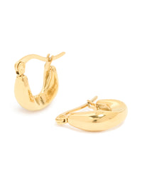 Waterproof Gold Plated Stainless Steel Organic Teardrop Hoop Earrings - link has visual effect only