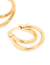 Waterproof Gold Plated Stainless Steel Double Classic Hoop Earrings - link has visual effect only