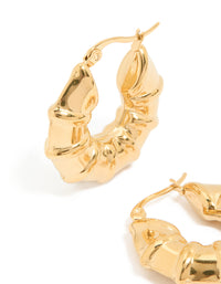 Waterproof Gold Plated Stainless Steel Barrel Detail Hoop Earrings - link has visual effect only