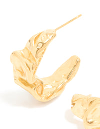 Waterproof Gold Plated Stainless Steel Crater Hoop Earrings - link has visual effect only
