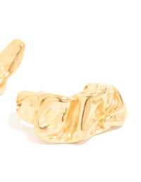 Waterproof Gold Plated Stainless Steel Crater Hoop Earrings - link has visual effect only