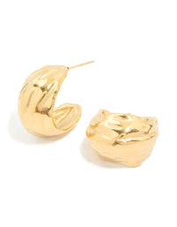 Waterproof Gold Plated Stainless Steel Curved Hoop Earrings - link has visual effect only