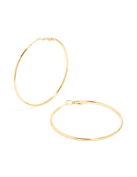 Waterproof Gold Plated Stainless Steel Hoop Earrings 55 MM - link has visual effect only