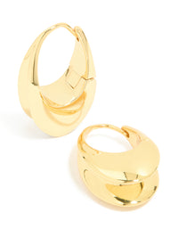 Waterproof Gold Plated Stainless Steel Oval Concave Hoop Earrings - link has visual effect only