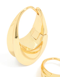 Waterproof Gold Plated Stainless Steel Oval Concave Hoop Earrings - link has visual effect only