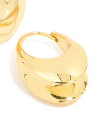 Waterproof Gold Plated Stainless Steel Oval Concave Hoop Earrings - link has visual effect only