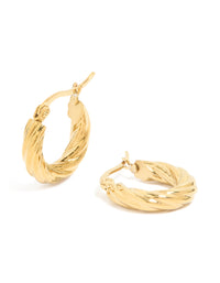 Waterproof Gold Plated Stainless Steel Twist Hoop Earrings - link has visual effect only