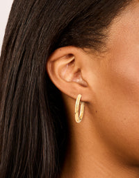 Waterproof Gold Plated Stainless Steel Hoop Earrings 30 MM - link has visual effect only