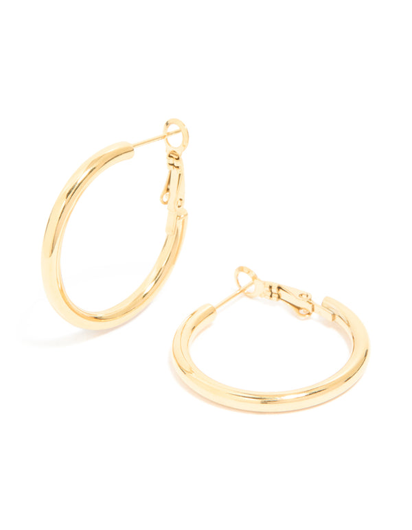 Waterproof Gold Plated Stainless Steel Hoop Earrings