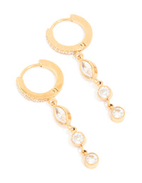 Waterproof Gold Plated Stainless Steel Cubic Zirconia Droplet Huggie Earrings - link has visual effect only