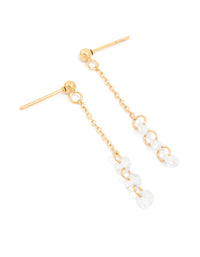 Waterproof Gold Plated Stainless Steel Steel Cubic Zirconia Droplet Chain Earrings - link has visual effect only