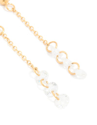 Waterproof Gold Plated Stainless Steel Steel Cubic Zirconia Droplet Chain Earrings - link has visual effect only