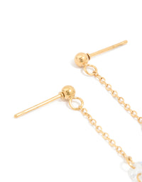 Waterproof Gold Plated Stainless Steel Steel Cubic Zirconia Droplet Chain Earrings - link has visual effect only