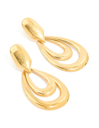 Waterproof Gold Plated Stainless Steel Double Doorknocker Earrings - link has visual effect only