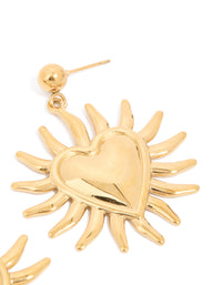 Waterproof Gold Plated Stainless Steel Heart Flower Statement Earrings - link has visual effect only