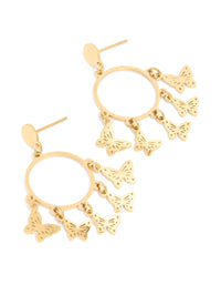 Waterproof Gold Plated Stainless Steel Butterfly Charms Hoop Earrings - link has visual effect only