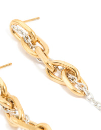 Waterproof Mixed Metal Stainless Steel Pearl Drop Chain Earrings - link has visual effect only