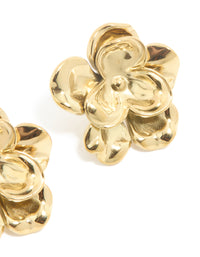 Waterproof Gold Plated Stainless Steel Mini Double Daisy Earrings - link has visual effect only