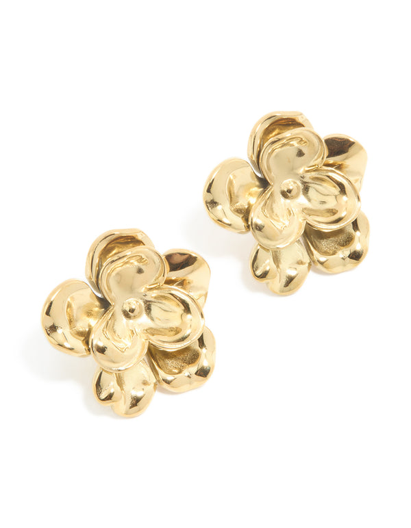 Waterproof Gold Plated Stainless Steel Mini Double Daisy Earrings