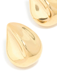 Waterproof Gold Plated Stainless Steel Organic Teardrop Stud Earrings - link has visual effect only