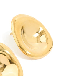 Waterproof Gold Plated Stainless Steel Button Stud Earrings - link has visual effect only