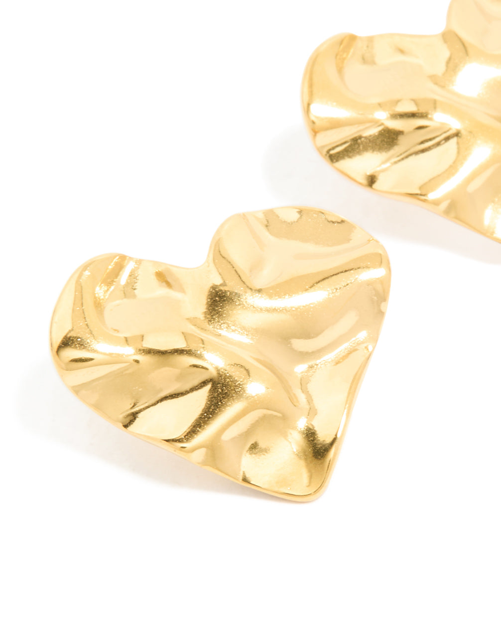 Waterproof Gold Plated Stainless Steel Crinkle Heart Stud Earrings
