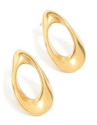 Waterproof Gold Plated Stainless Steel Mini Open Teardrop Earrings - link has visual effect only