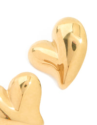 Waterproof Gold Plated Stainless Steel Moving Heart Statement Stud Earrings - link has visual effect only