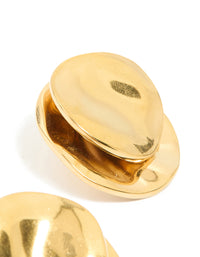 Waterproof Gold Plated Stainless Steel Double Crinkle Disc Stud Earrings - link has visual effect only