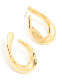 Waterproof Gold Plated Stainless Steel Organic Teardrop Stud Earrings - link has visual effect only