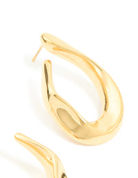 Waterproof Gold Plated Stainless Steel Organic Teardrop Stud Earrings - link has visual effect only