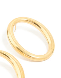 Waterproof Gold Plated Stainless Steel Oval Open Doughnut Stud Earrings - link has visual effect only