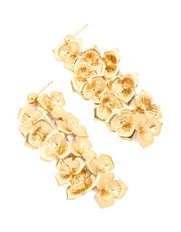 Waterproof Gold Plated Stainless Steel Flower Cascading Drop Earrings - link has visual effect only