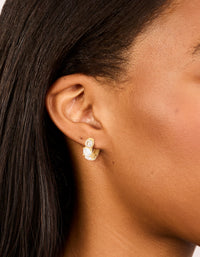 Waterproof Gold Plated Stainless Steel Cubic Zirconia Stone Set Huggie Earrings - link has visual effect only