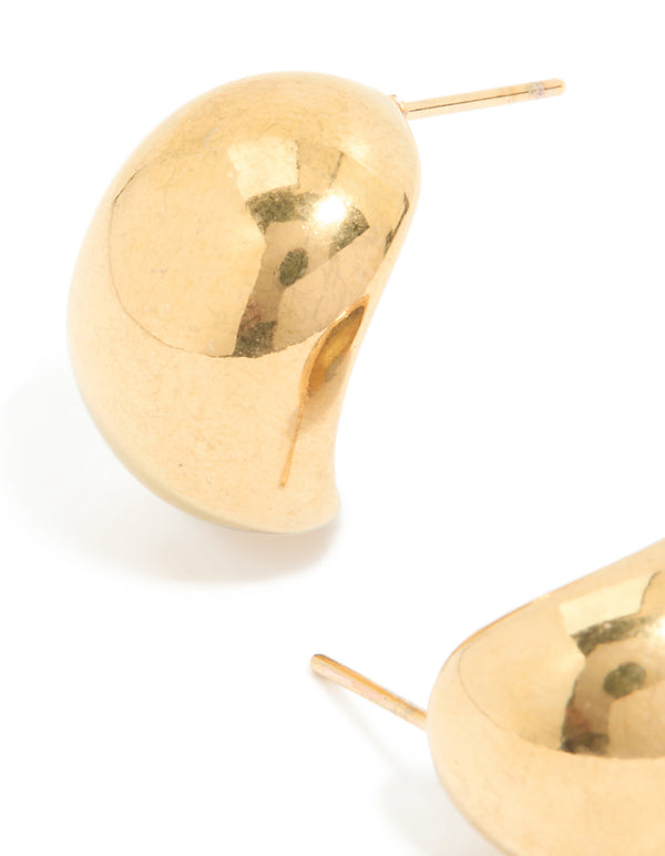 Waterproof Gold Plated Stainless Steel Bubble Round Hoop Earrings
